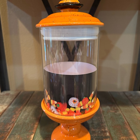Orange Glass Candy Jar with Halloween Witch’s Hat - Picture 4 of 4